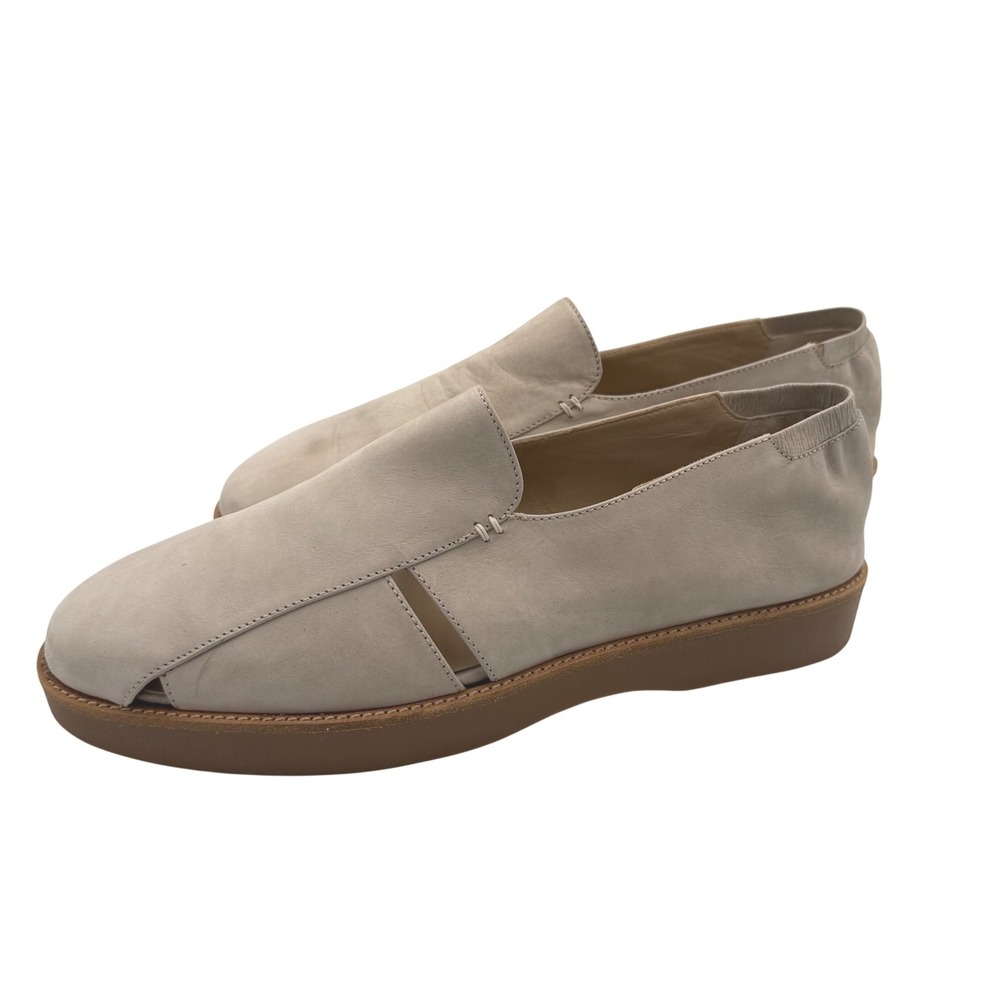 Donna Karan Beige Taupe Leather Cutout Platform Loafers Size 9.5 Made in Italy
